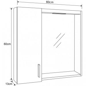 Шкаф за баня от PVC огледален горен с LED осветление 60 см ICMC 1355-65