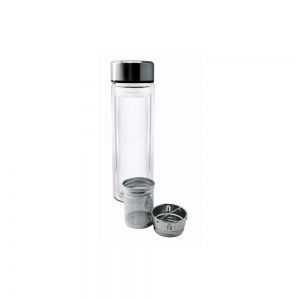Nerthus Двустенна стъклена бутилка с инфузер и неопренов протектор - 350 мл