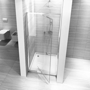 Преграден регулируем параван за баня с отваряема врата WIKTOR 77-97 см с 6 мм прозрачно стъкло