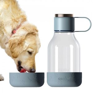 Бутилка за вода с купичка за куче DOG BOWL - 1,5 л - цвят черен/син/бордо