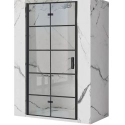 Черен преграден параван за баня със сгъваща се врата MOLIER BLACK 80/90/100/110 см с 6 мм прозрачно стъкло