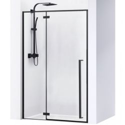 Черен преграден параван за баня със сгъваща се врата FARGO BLACK 100/110/120 см с 6 мм прозрачно стъкло