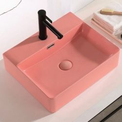 Розова мивка за баня за монтаж върху плот ДАНИ 50х42 см ICB 5042PINK