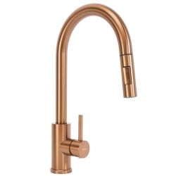 Меден матиран смесител за кухня REA FRESH BRUSHED COPPER с изтеглящ се 2-функционален чучур