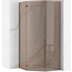 Петоъгълна душ кабина REA DIAMOND BRUSH COPPER 90х90 см с 6 мм стъкло и матиран профил цвят мед