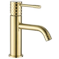 Златен смесител за мивка за баня REA LUNGO DIAMOND GOLD