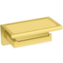 Златна поставка за тоалетна хартия с поставка за телефон BALNEO QARX GOLD