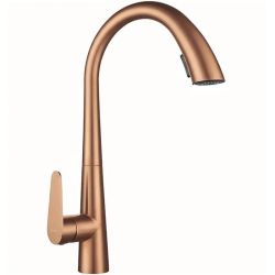 Меден матиран смесител за кухня REA ROSS BRUSHED COPPER с изтеглящ се 2-функционален чучур