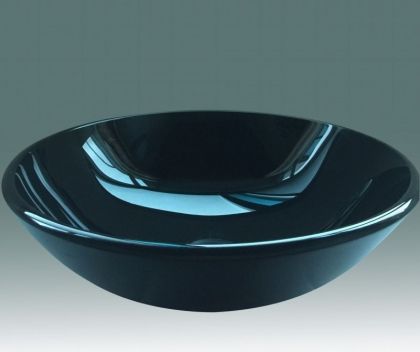 Черна стъклена мивка за монтаж върху плот ICC 042B 42х42 см