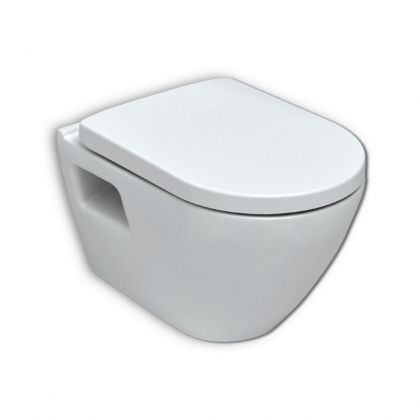 Стенна тоалетна чиния с вградено биде SMART 48 см и седалка със забавено падане SEREL SM12GTLSC