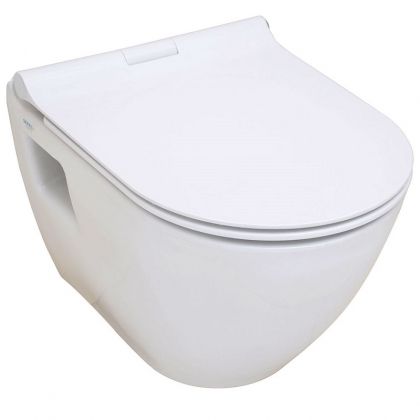Стенна тоалетна чиния с вградено биде SMART 48 см и ултратънка седалка със забавено падане SEREL