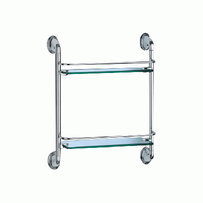 Двойна стъклена полица за баня с борд 40 см ICA 9802