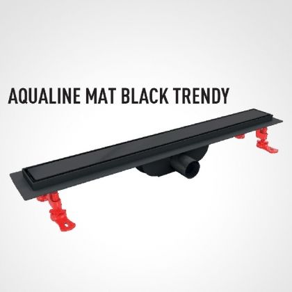 Черен линеен подов сифон за баня 60 см AQUALINE BLACK с възможност за монтаж на плочка