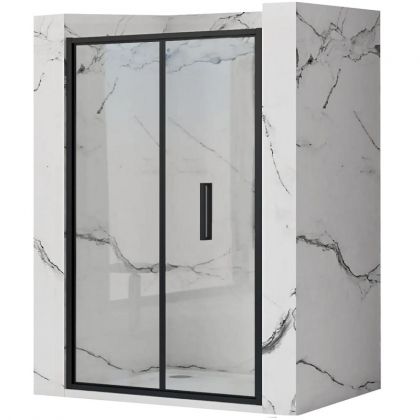 Черен преграден параван за баня със сгъваема врата RAPID FOLD 100х195 см с 4 мм прозрачно стъкло