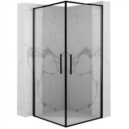 Черна квадратна душ кабина REA ABRA 90х90 см с 6 мм прозрачно стъкло