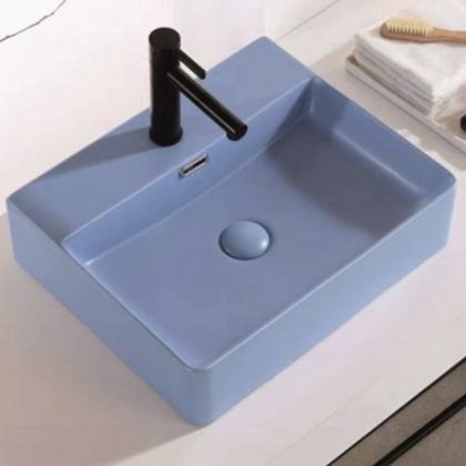 Синя мивка за баня за монтаж върху плот ДАНИ 50х42 см ICB 5042BLUE