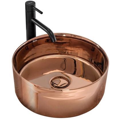 Мивка за баня за монтаж върху плот IDA 36х36 см розово злато