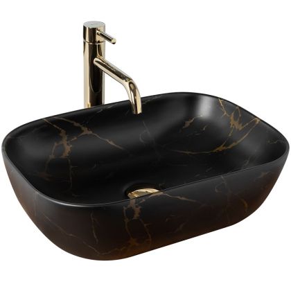 Черна мивка за плот BELINDA BLACK MARBLE мат 46х33 см