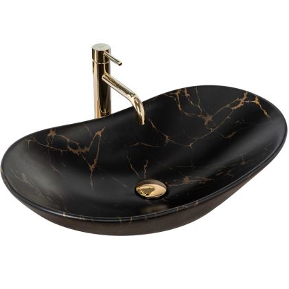 Черна мивка за плот ROYAL BLACK MARBLE мат 60х36 см