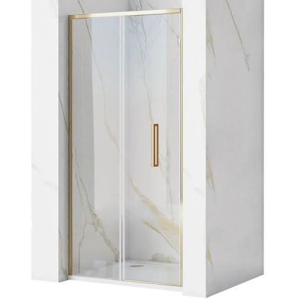 Златен преграден параван за баня RAPID FOLD GOLD 100х195 см със сгъваема врата и 4 мм прозрачно стъкло