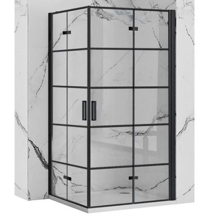 Черна квадратна душ кабина REA MOLIER DOUBLE 100х100 см с 6 мм прозрачно стъкло