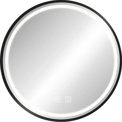 Огледало за баня с LED осветление и черна рамка 80х80 см с функция против изпотяване REA MMJ80