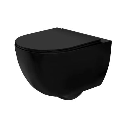 Черна матирана стенна тоалетна чиния без ринг CARLO MINI BLACK MATT Rimless