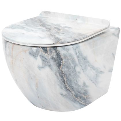 Стенна тоалетна чиния без ринг CARLOS GRANIT SHINY Rimless 49 см