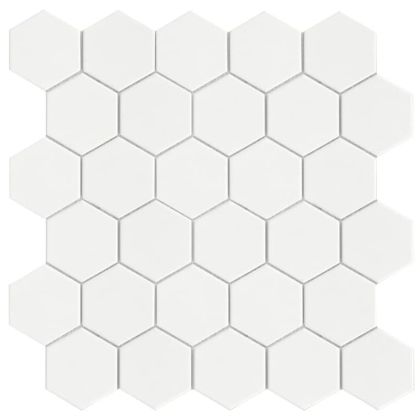 Стъклокерамична шестоъгълна мозайка REA HEXAGON WHITE 29х34 см - бяла