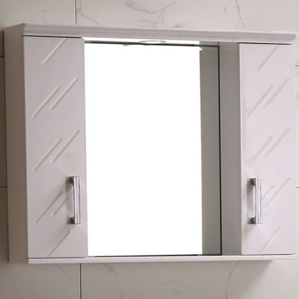 Горен огледален шкаф за баня от PVC с LED осветление ЕЛМИРА 70 см ICMC 1055-70