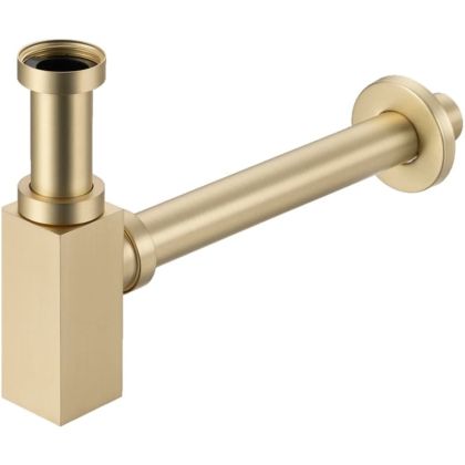 Златен матиран луксозен бутилков сифон за мивка за баня BALNEO SQUARE BRUSH GOLD