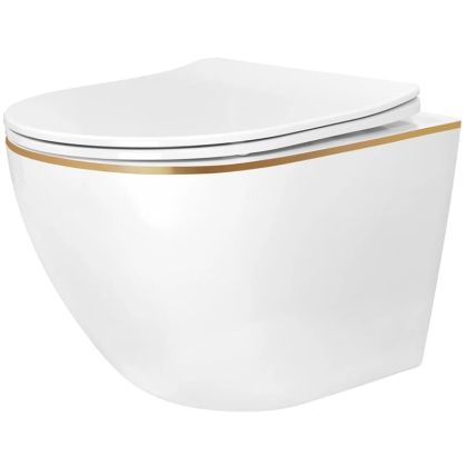 Стенна тоалетна чиния без ринг CARLO MINI GOLD EDGE Tornado NFQ