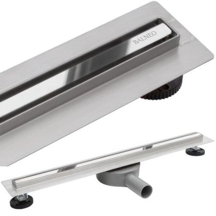 Линеен подов сифон BALNEO PROLINE SLIM MIRROR SILVER 60/70/80 см с въртяща основа и полирана решетка