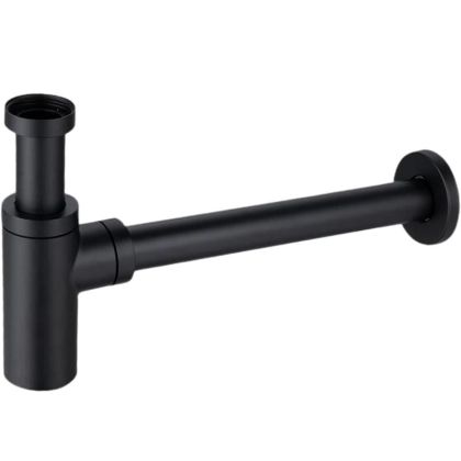 Черен луксозен бутилков сифон за мивка за баня BALNEO ROUND BLACK