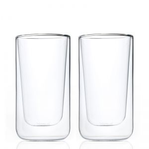 BLOMUS Комплект от 2 бр. двустенни стъклени чаши NERO за лате   - 320 мл