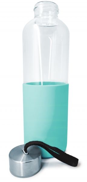 Nerthus Стъклена бутилка със силиконов протектор - 600 мл - зелена