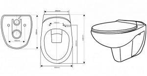 Окачена тоалетна чиния без ринг ICC 5335