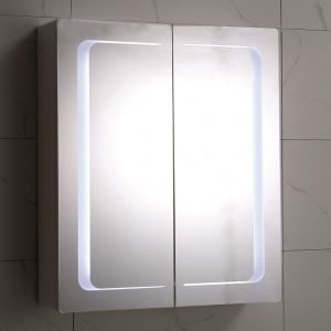 Горен огледален шкаф за баня от PVC с LED осветление ДЕСПИНА 60 см ICMC 7013LED