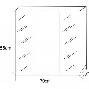 Шкаф за баня от PVC огледален горен с LED осветление ЕЛМИРА 70 см ICMC 1055-70