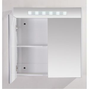 Шкаф за баня от PVC огледален горен 80 см с LED осветление ICMC 4650-80