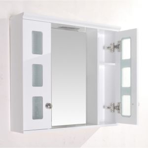 Шкаф за баня от PVC горен огледален с LED осветление 60 см ICMC 1043-60