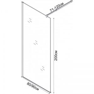 Стационарен параван за баня 90х200 см от прозрачно стъкло ICS 117/90 размери