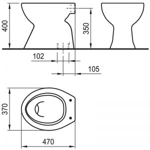 Тоалетна чиния CLASSICA с вертикално оттичане  размери
