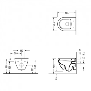 Стенна тоалетна чиния с вградено биде SMART 48 см и седалка със забавено падане SEREL SM12GTLSC цена