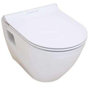 Стенна тоалетна чиния с вградено биде SMART 48 см и ултратънка седалка със забавено падане SEREL