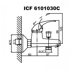 Смесителна батерия за вана/душ ОЛИВИЯ с аксесоари ICF 6101030C