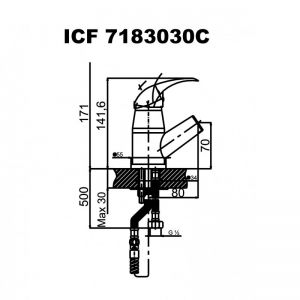 Смесителна батерия за кухненска мивка ОЛИВИЯ с изтеглящ чучур ICF 7183030C