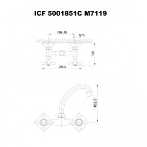 Смесителна батерия за кухненска мивка РЕТРО стенна ICF 5001851C-M7119