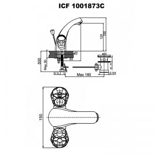 Смесителна батерия за умивалник КУИК стояща ICF 1001873C