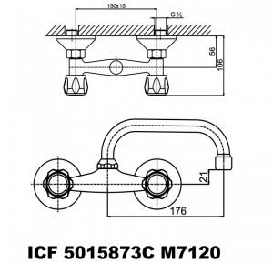 Смесителна батерия за кухненска мивка КУИК стенна с U-лебедка ICF 5015873C-M7120